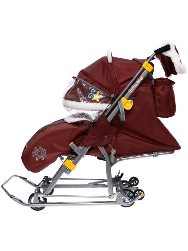 Санки-коляска «Ника Детям 7-6», рисунок с бельчонком, цвет шоколадный