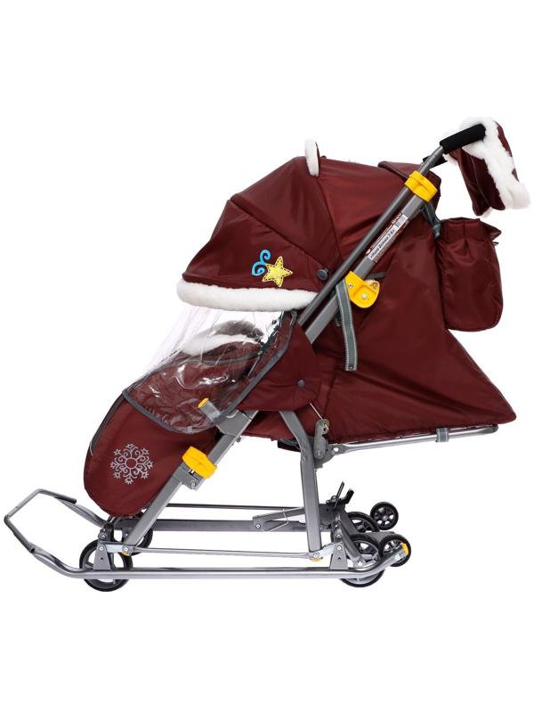 Санки-коляска «Ника Детям 7-6», рисунок с бельчонком, цвет шоколадный