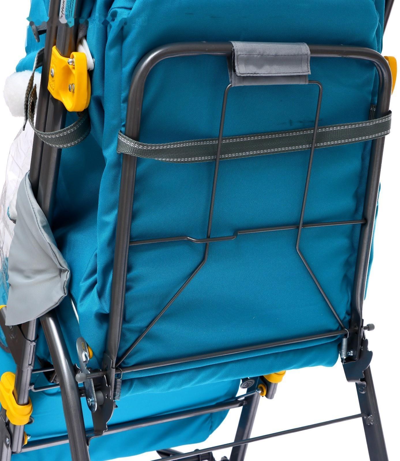 Санки-коляска «Ника Детям 7-6», рисунок со снеговиком, цвет бирюзовый