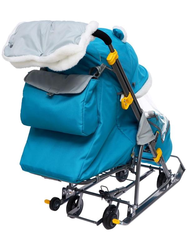 Санки-коляска «Ника Детям 7-6», рисунок со снеговиком, цвет бирюзовый