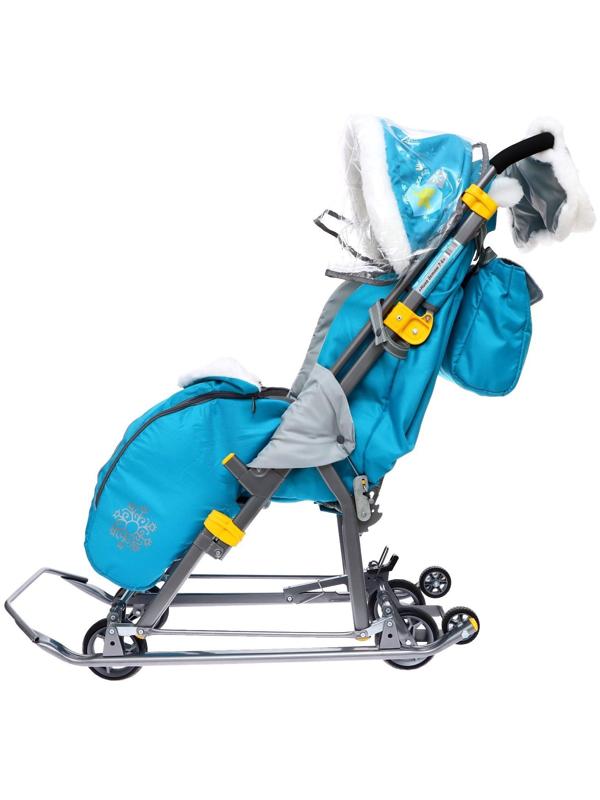 Санки-коляска «Ника Детям 7-6», рисунок со снеговиком, цвет бирюзовый