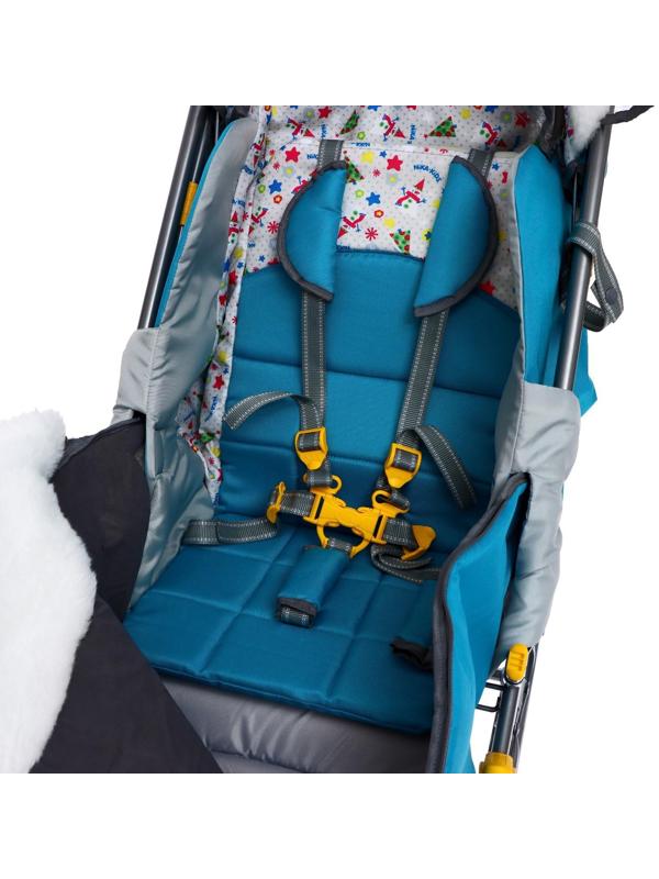 Санки-коляска «Ника Детям 7-6», рисунок со снеговиком, цвет бирюзовый