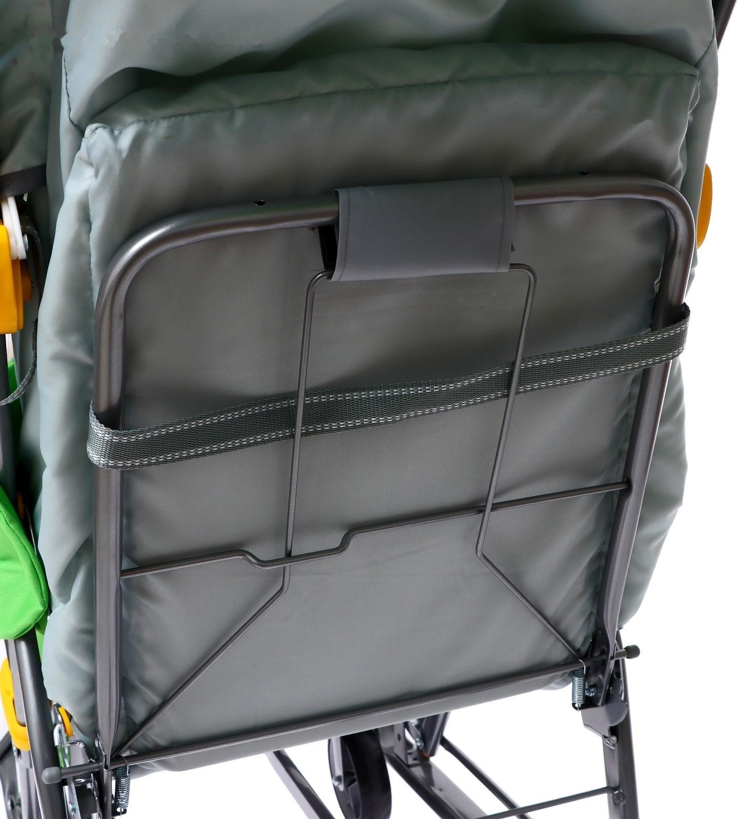 Санки-коляска «Ника Детям 7-6», рисунок с енотом, цвет зеленый/ серый