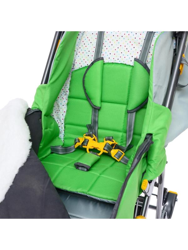 Санки-коляска «Ника Детям 7-6», рисунок с енотом, цвет зеленый/ серый