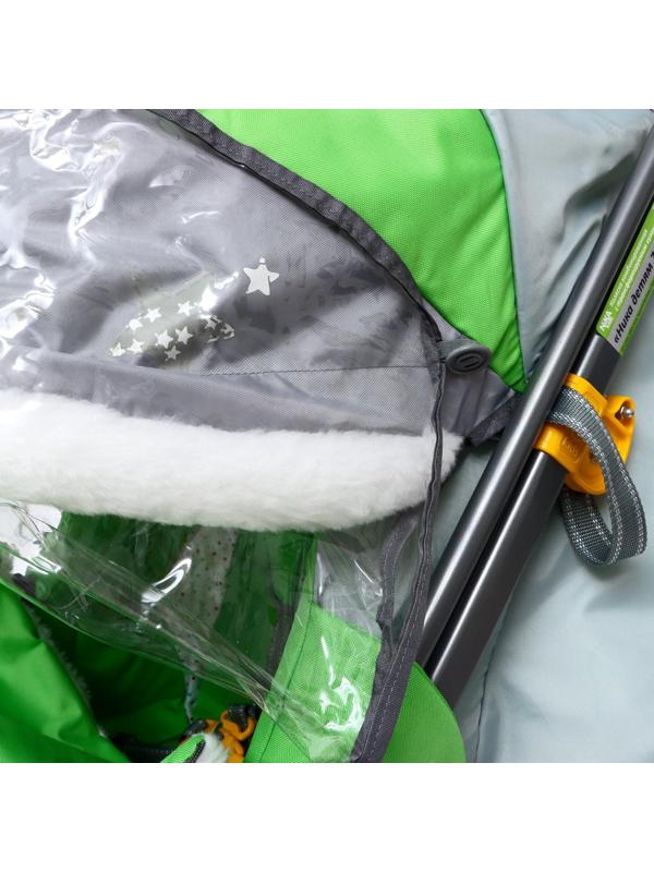 Санки-коляска «Ника Детям 7-6», рисунок с енотом, цвет зеленый/ серый