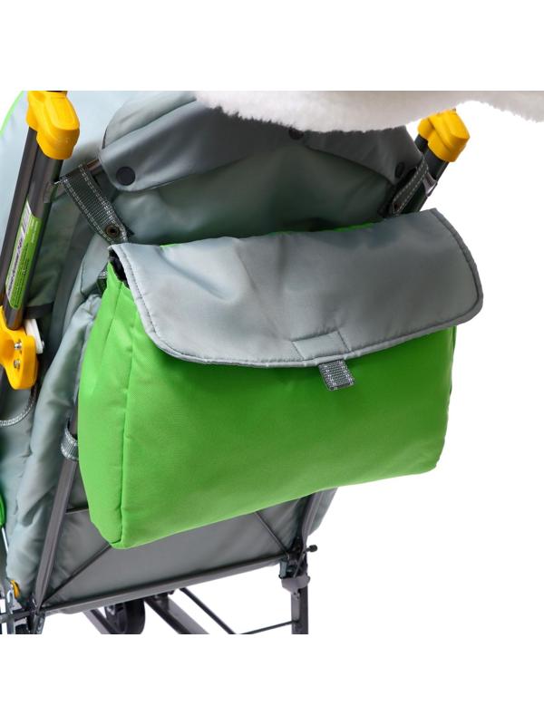 Санки-коляска «Ника Детям 7-6», рисунок с енотом, цвет зеленый/ серый