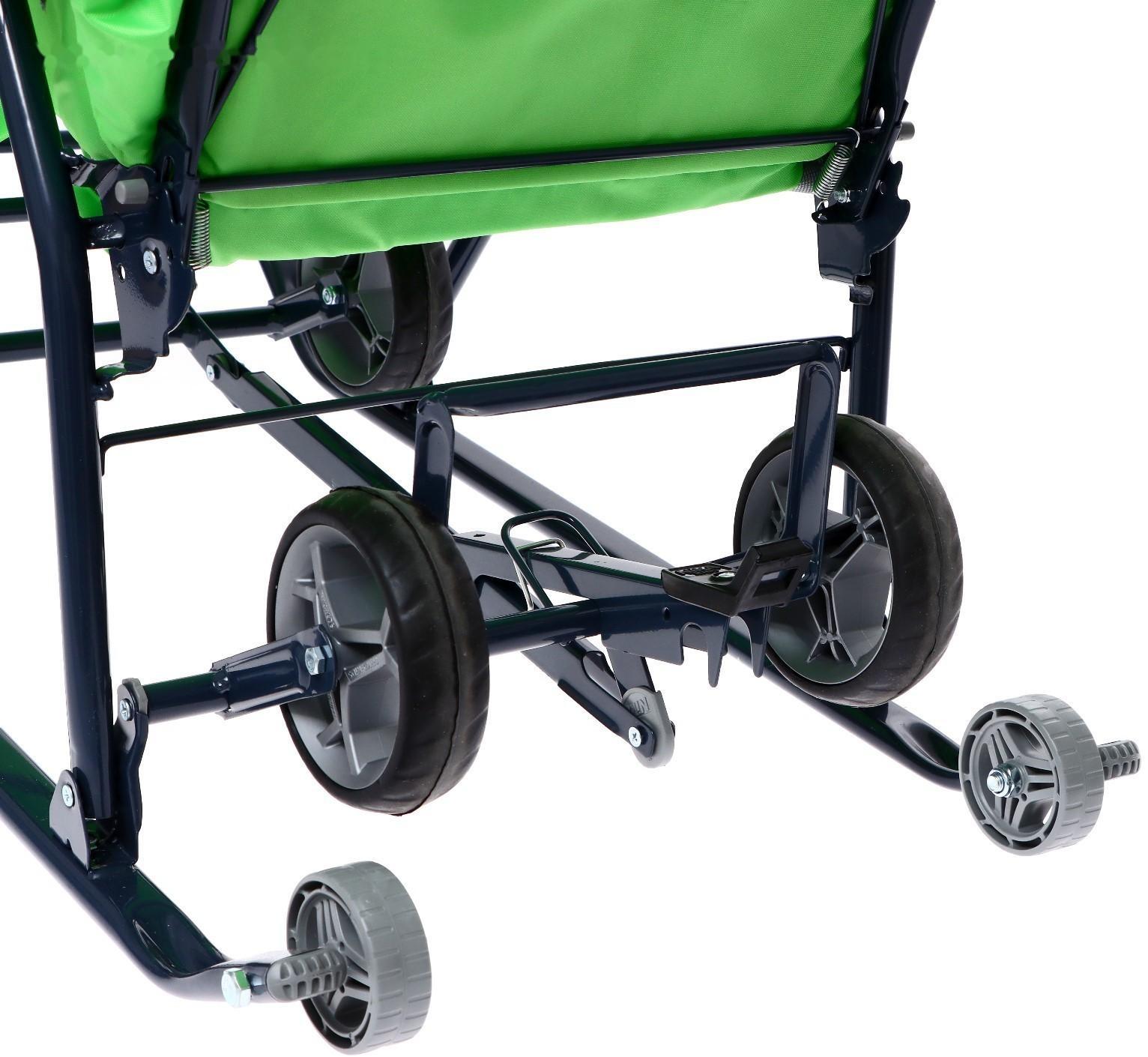 Санки-коляска «Наши детки 4-1», кузов трансформер, принт серый с зеленым