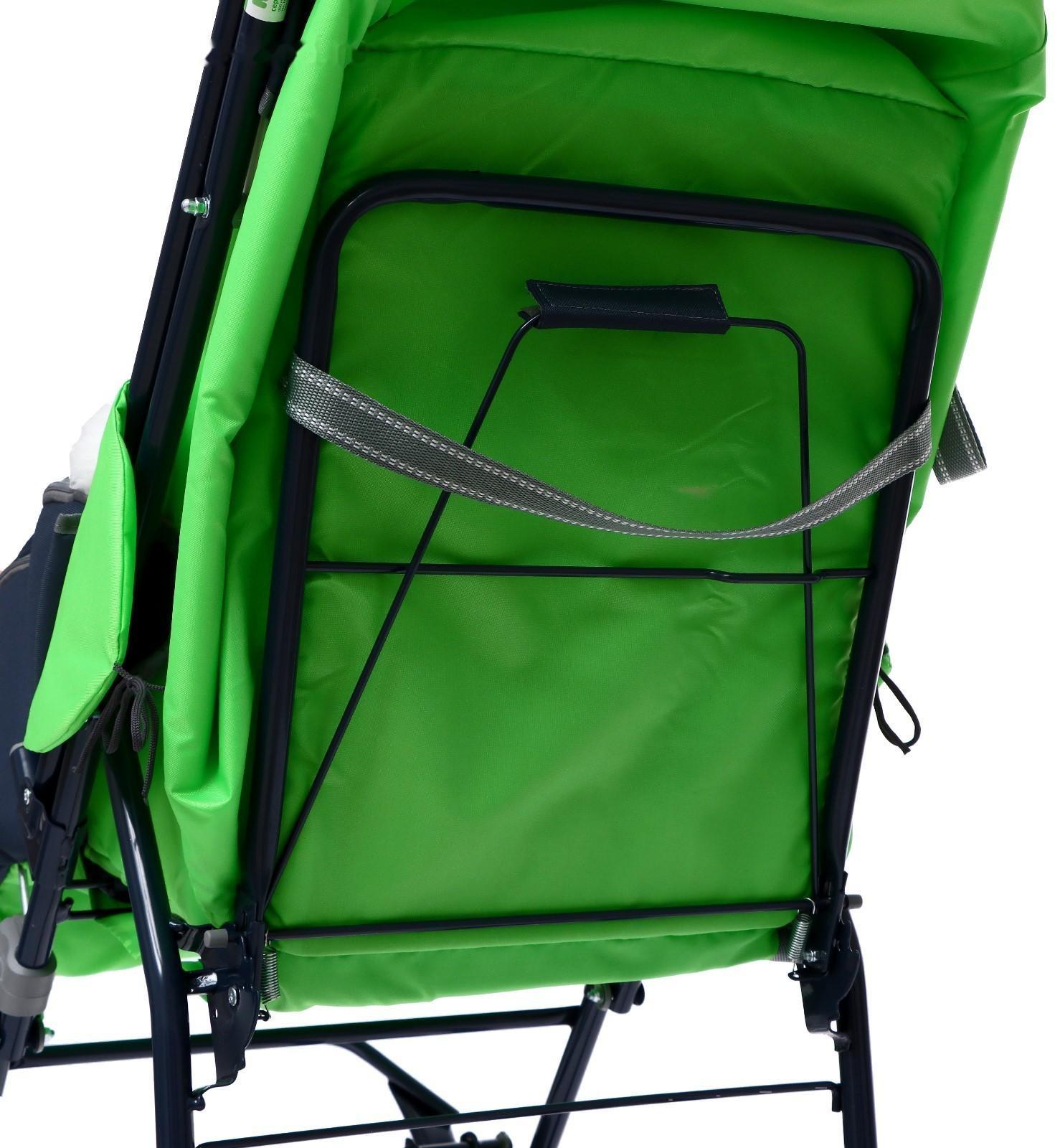 Санки-коляска «Наши детки 4-1», кузов трансформер, принт серый с зеленым