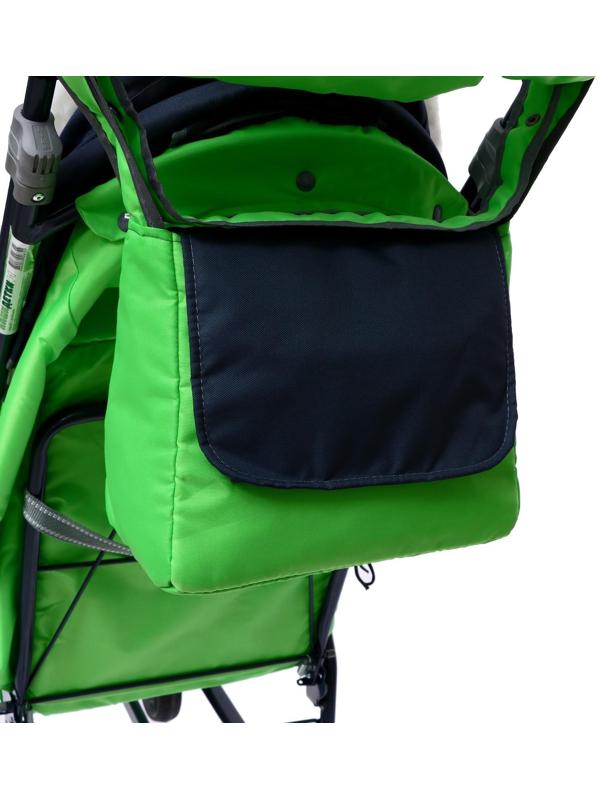 Санки-коляска «Наши детки 4-1», кузов трансформер, принт серый с зеленым