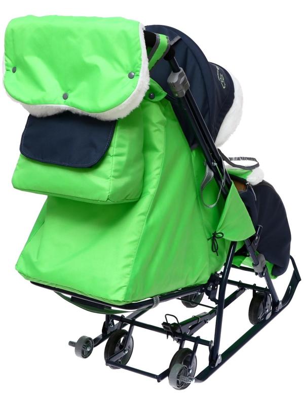 Санки-коляска «Наши детки 4-1», кузов трансформер, принт серый с зеленым