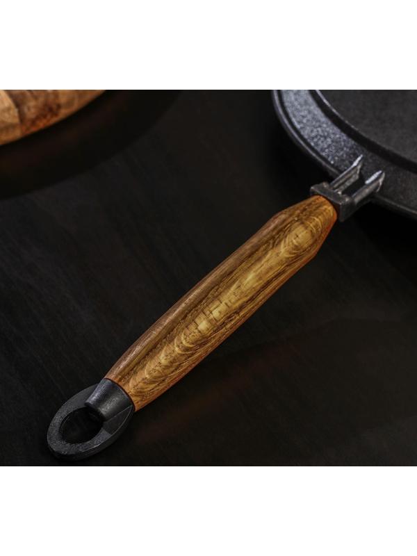 Сковорода блинная литая чугунная Magma, d=22 см, h=1,5 см, деревянная ручка