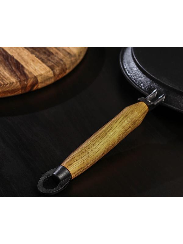 Сковорода блинная литая чугунная Magma, d=24 см, h=1,5 см, деревянная ручка