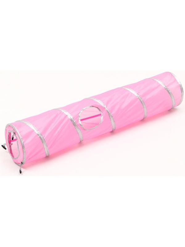 Туннель для кошек с 2 игрушками, 120 х 25 см, розовый