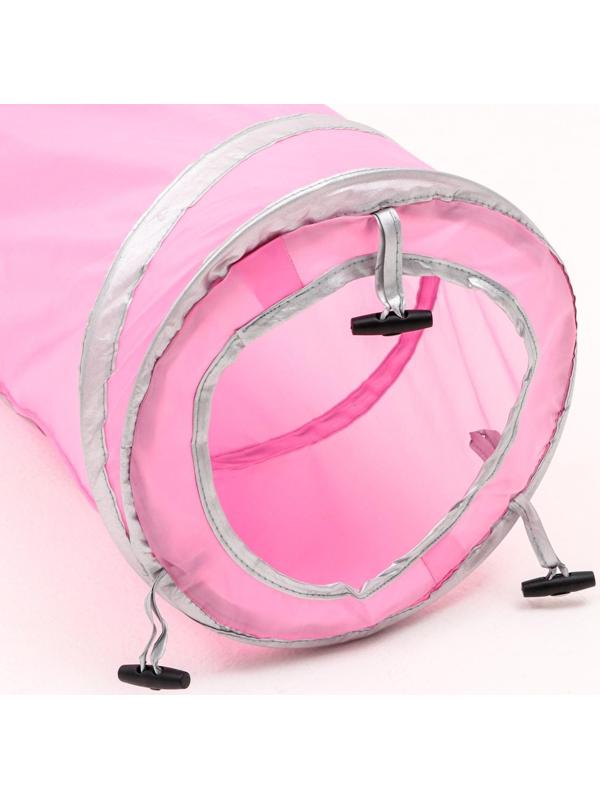 Туннель для кошек с 2 игрушками, 120 х 25 см, розовый