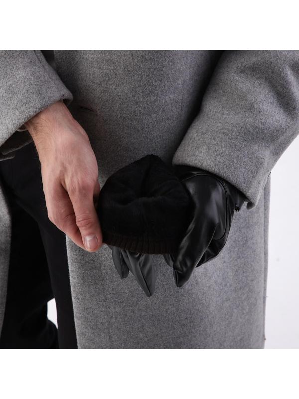 Перчатки мужские, безразмерные, с утеплителем, цвет чёрный