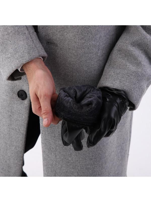 Перчатки мужские, безразмерные, с утеплителем, цвет чёрный