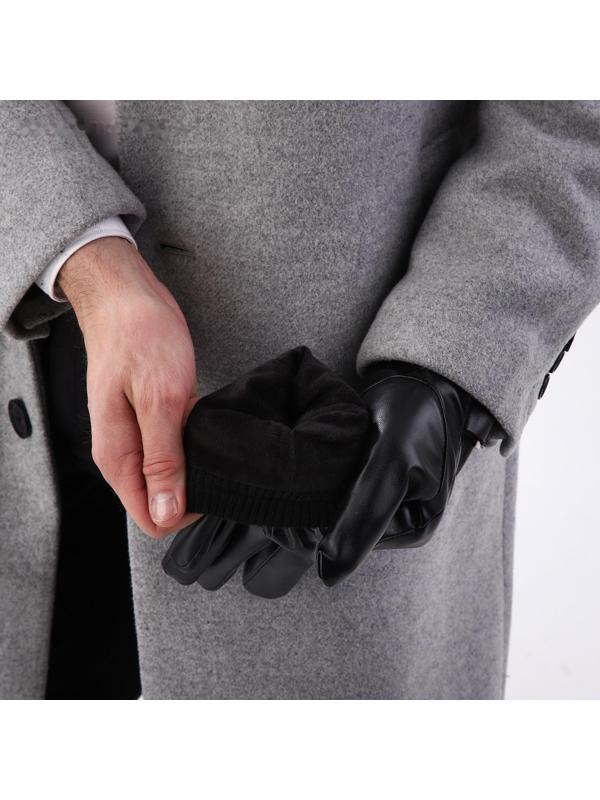 Перчатки мужские, безразмерные, с утеплителем, цвет чёрный