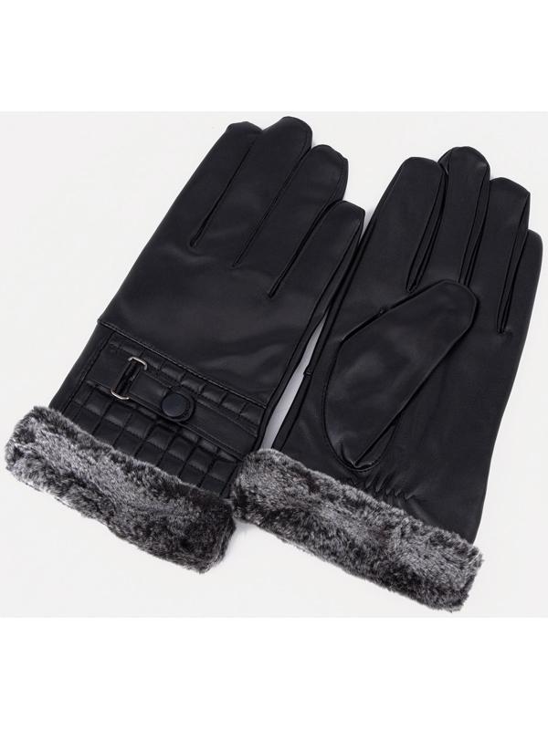 Перчатки мужские, безразмерные, с утеплителем, цвет чёрный