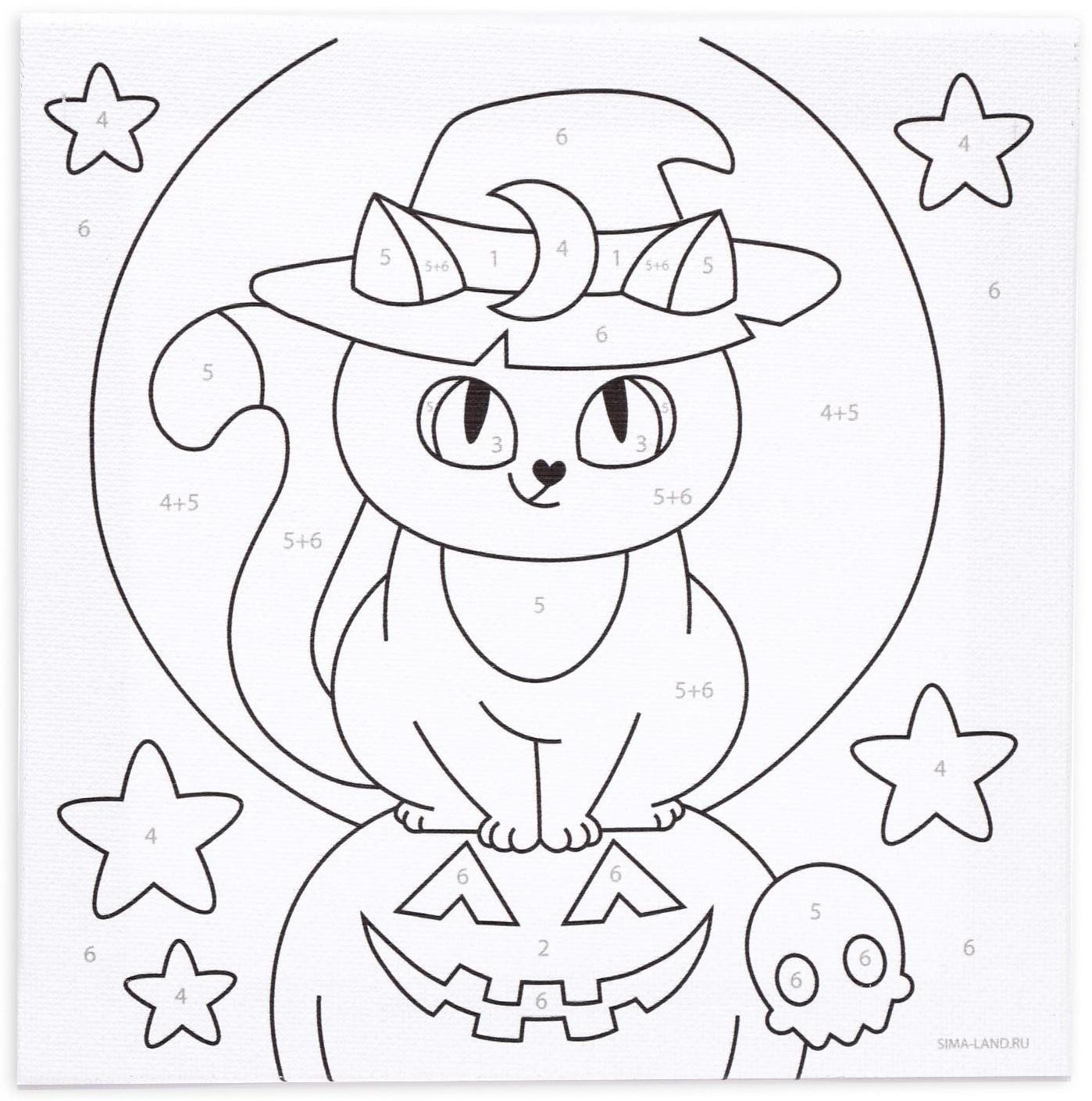 Картина по номерам «Кошечка под луной» 15х15 см