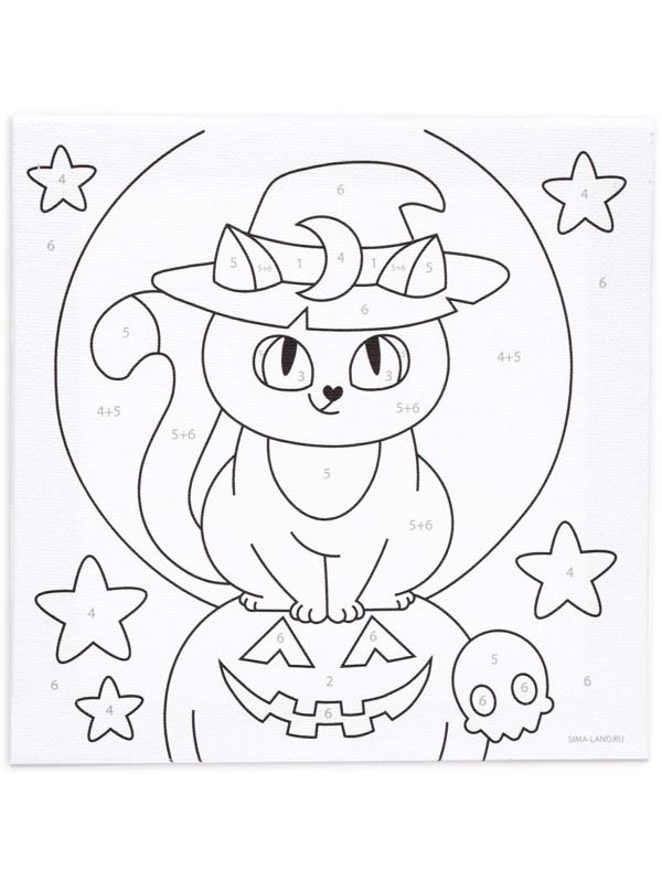 Картина по номерам «Кошечка под луной» 15х15 см