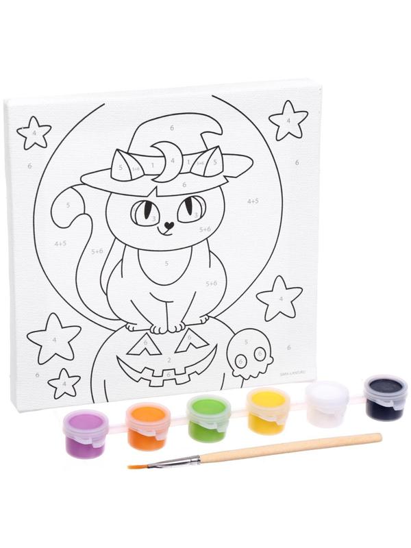 Картина по номерам «Кошечка под луной» 15х15 см