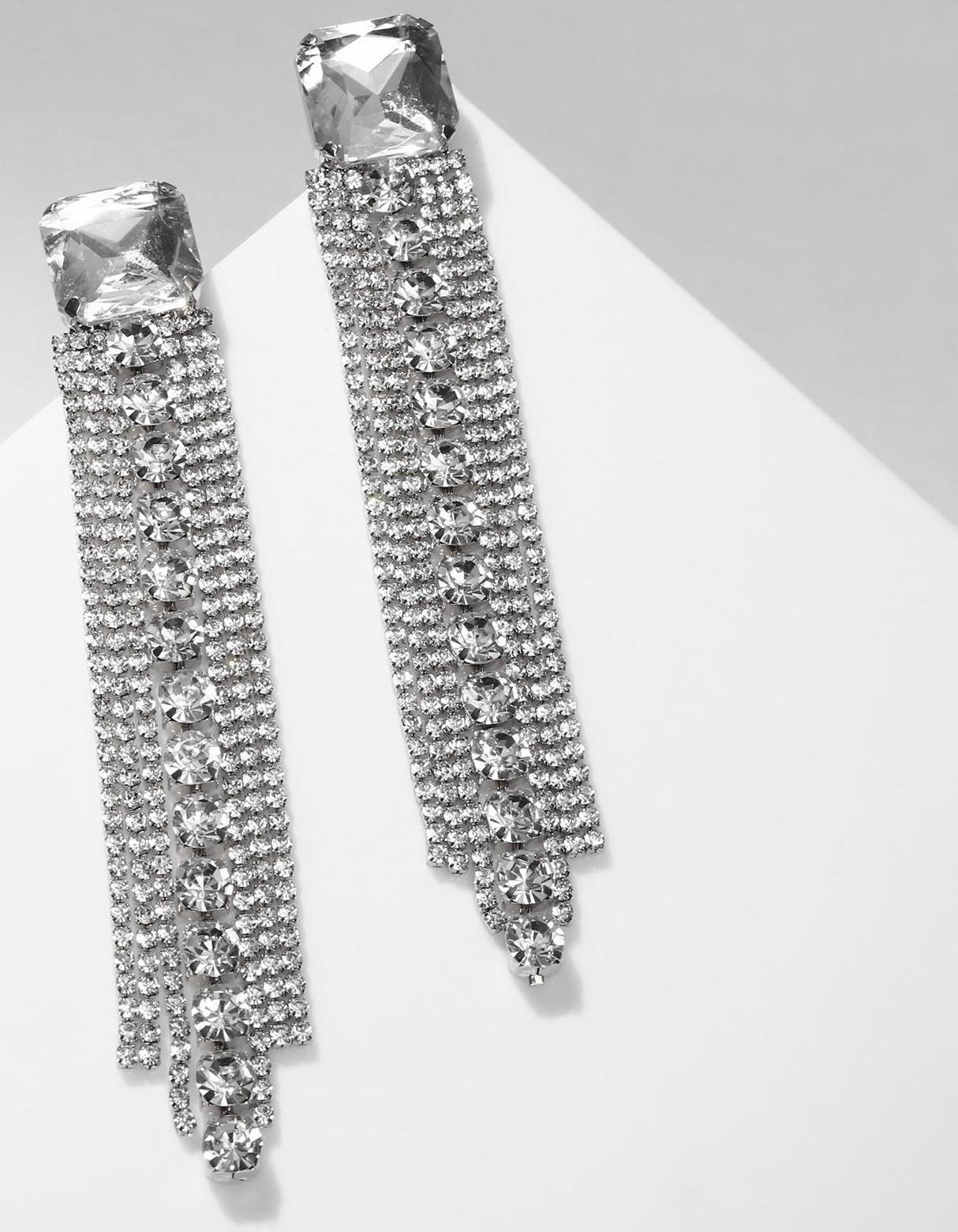 Серьги висячие со стразами 