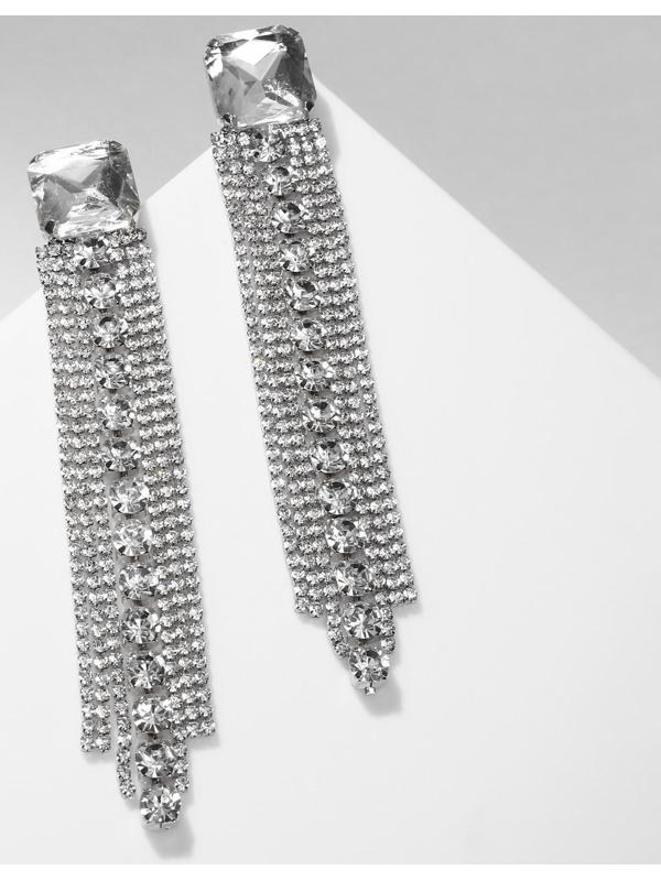 Серьги висячие со стразами 