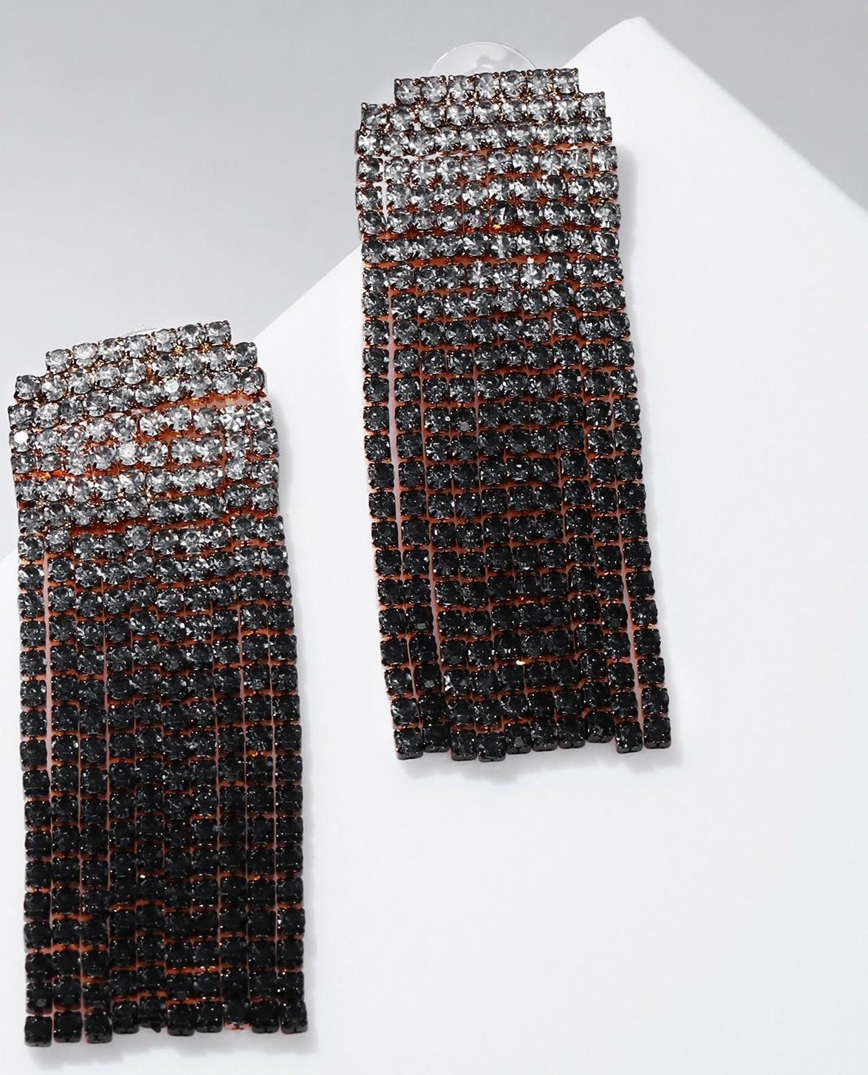 Серьги висячие со стразами 