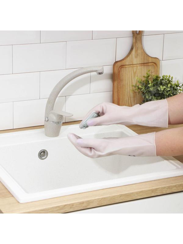 Перчатки хозяйственные Raccoon с щётками, ПВХ, 90 гр, размер L, цвет белый