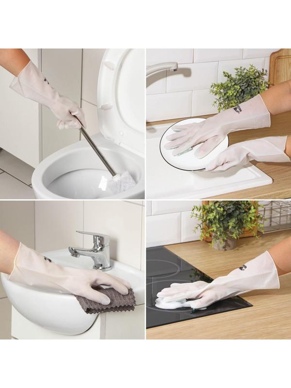 Перчатки хозяйственные Raccoon с щётками, ПВХ, 90 гр, размер L, цвет белый