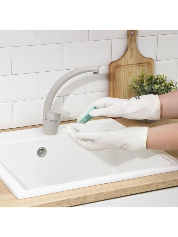 Перчатки хозяйственные Raccoon с щётками и подкладом, ПВХ, 100 гр, размер L, цвет белый