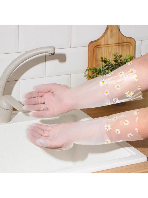 Перчатки хозяйственные Raccoon с манжетой, ПВХ, 95 гр, размер M, 40 см, цвет белый