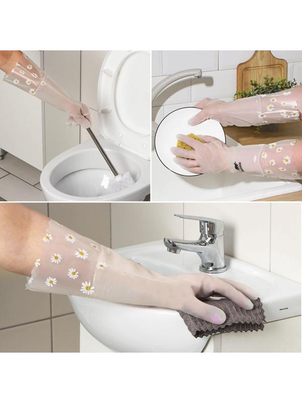 Перчатки хозяйственные Raccoon с манжетой, ПВХ, 95 гр, размер M, 40 см, цвет белый