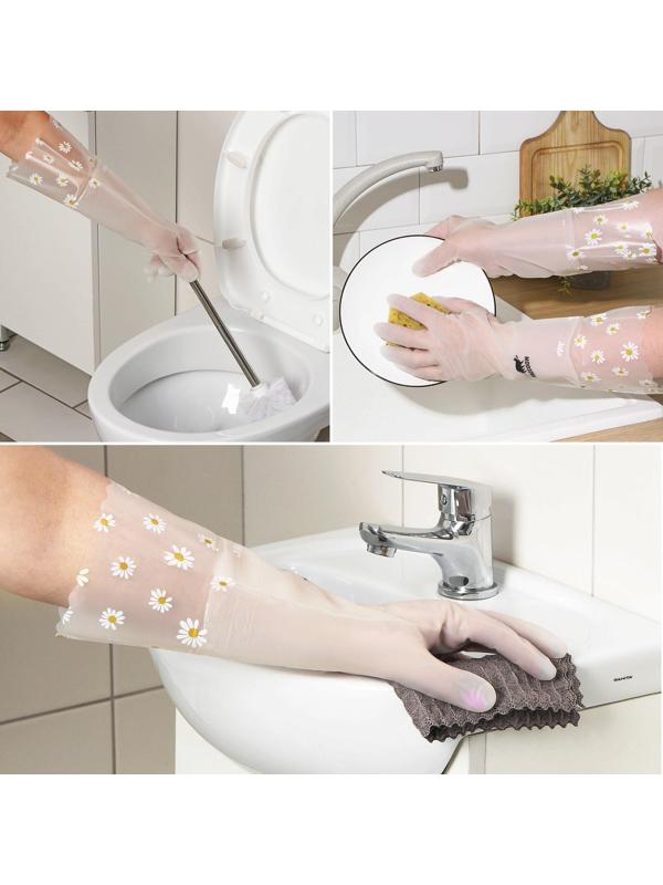 Перчатки хозяйственные Raccoon с манжетой, ПВХ, 95 гр, размер L, 40 см, цвет белый