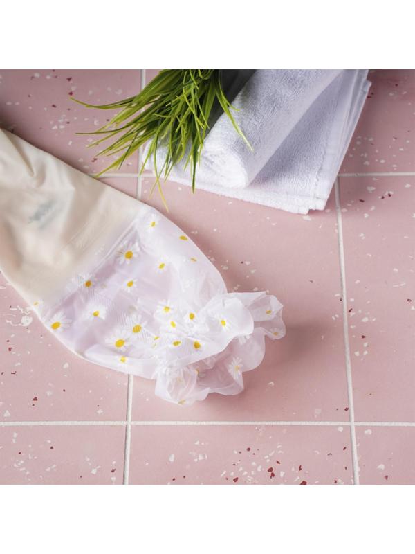 Перчатки хозяйственные Raccoon с щётками и манжетой, ПВХ, 95 гр, размер L, 47 см, цвет белый