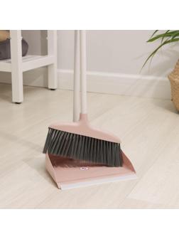Щётка для пола с совком Доляна: щётка 29×84 см, совок 25×23×77 см, металлическая ручка, цвет розовый