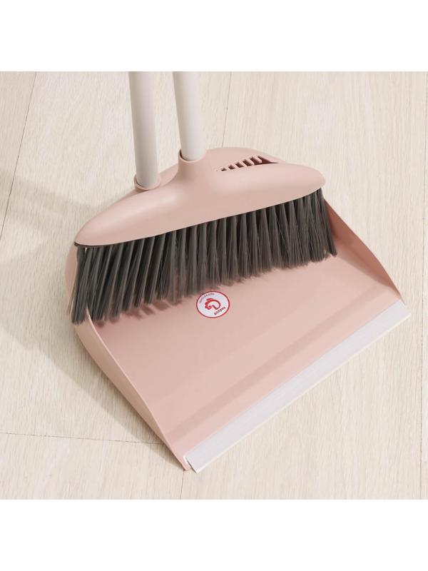 Щётка для пола с совком Доляна: щётка 29×84 см, совок 25×23×77 см, металлическая ручка, цвет розовый
