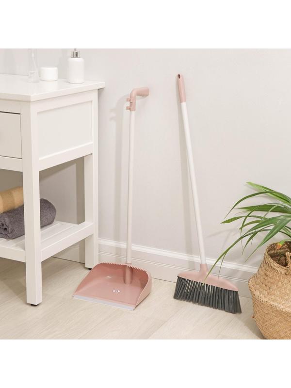Щётка для пола с совком Доляна: щётка 29×84 см, совок 25×23×77 см, металлическая ручка, цвет розовый