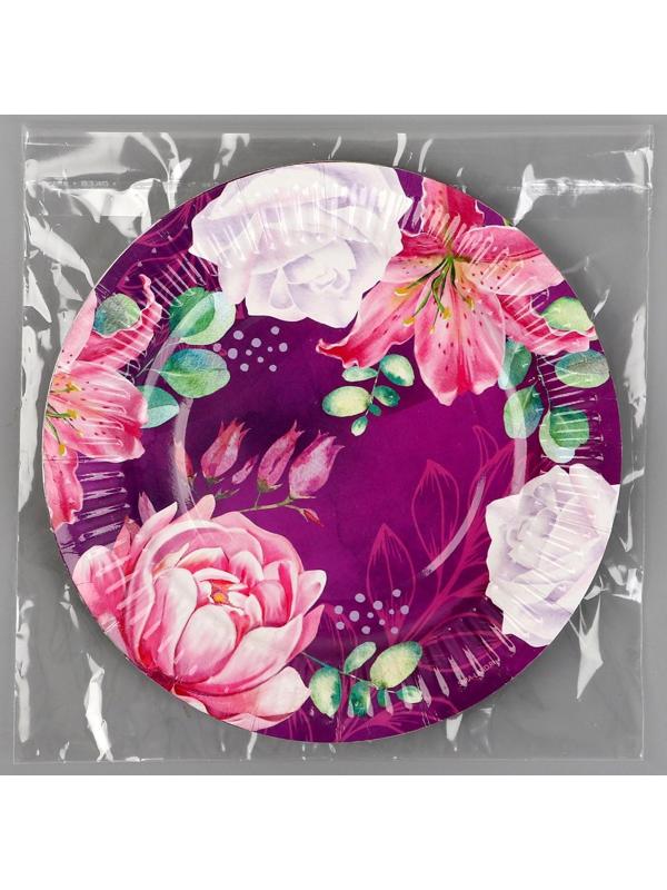 Тарелка бумажная «Цветы», 18 см