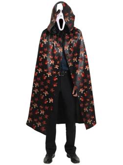 Карнавальный плащ с капюшоном «Красные черепа», атлас + маска