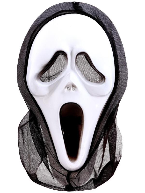 Карнавальный плащ с капюшоном «Красные черепа», атлас + маска