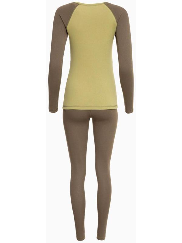 Термобельё женское (лонгслив, леггинсы), цвет хаки, размер 54