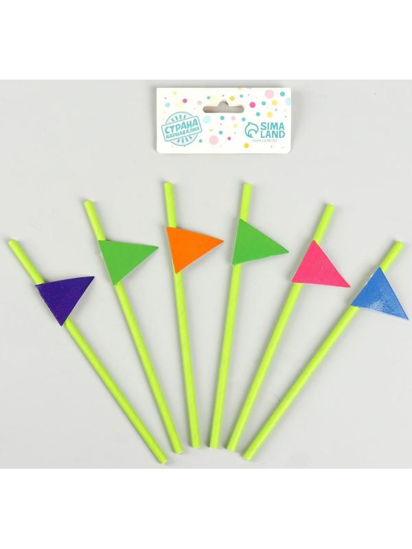 Трубочки для коктейля «Флажки», в наборе 6 шт