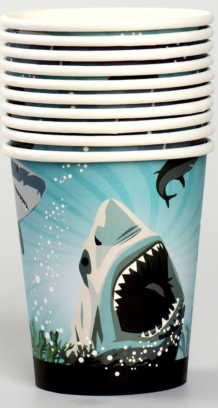 Стакан бумажный «Акула», в наборе 10 штук