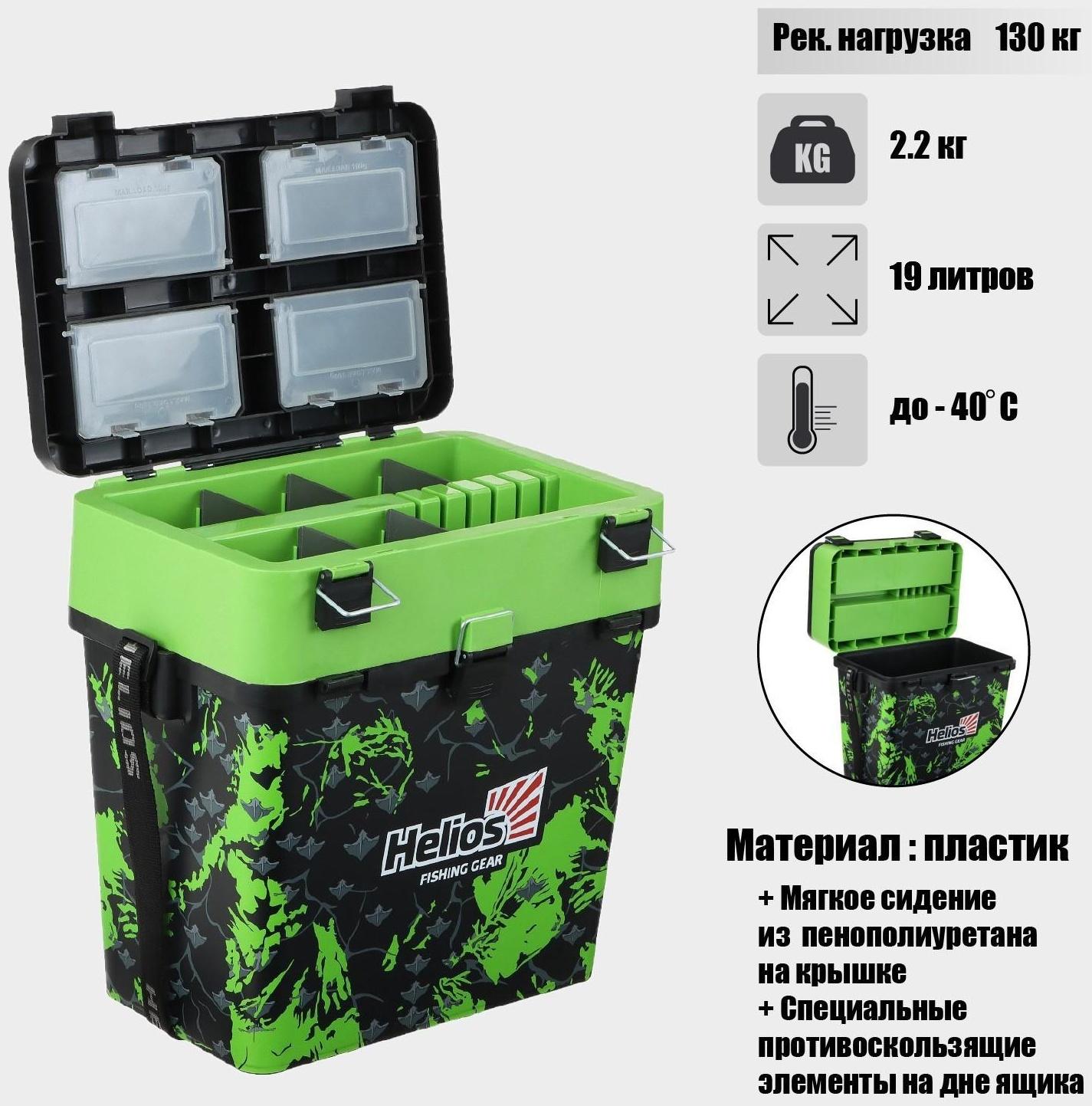 Ящик рыболовный зимний SHARK салатовый (HS-IB-19-SHG) Helios