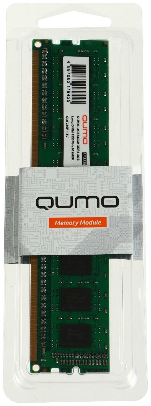 Память DDR3 QUMO QUM3U-4G1333C9, 4Гб, 1333 МГц, PC-10660, DIMM