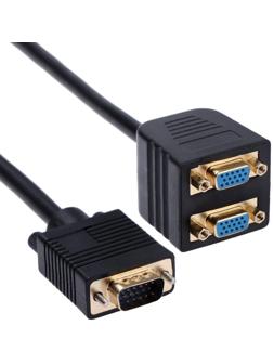 Разветвитель VGA Cablexpert CC-VGAX2-20CM, 2 устройства, чёрный