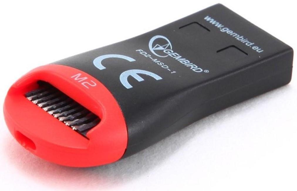Кард-ридер Gembird FD2-MSD-1, USB/Micro SD, чёрный