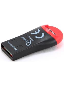 Кард-ридер Gembird FD2-MSD-1, USB/Micro SD, чёрный
