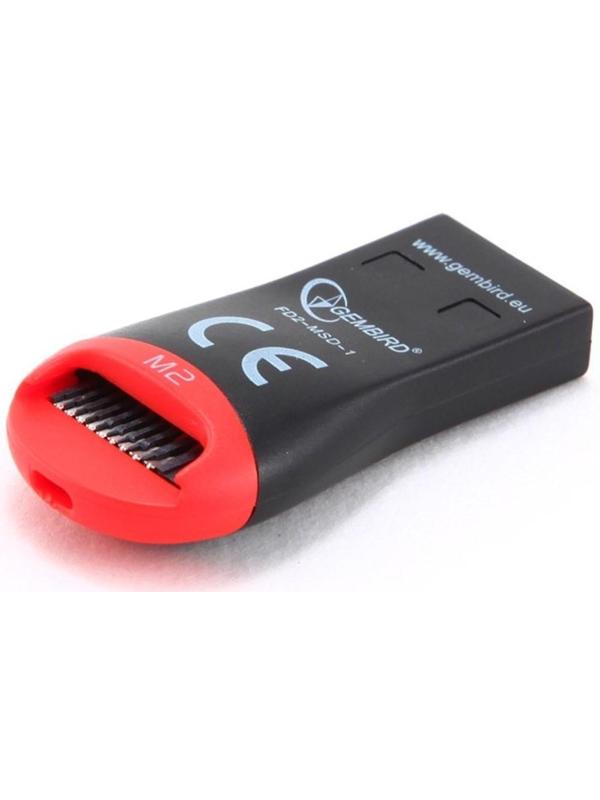 Кард-ридер Gembird FD2-MSD-1, USB/Micro SD, чёрный